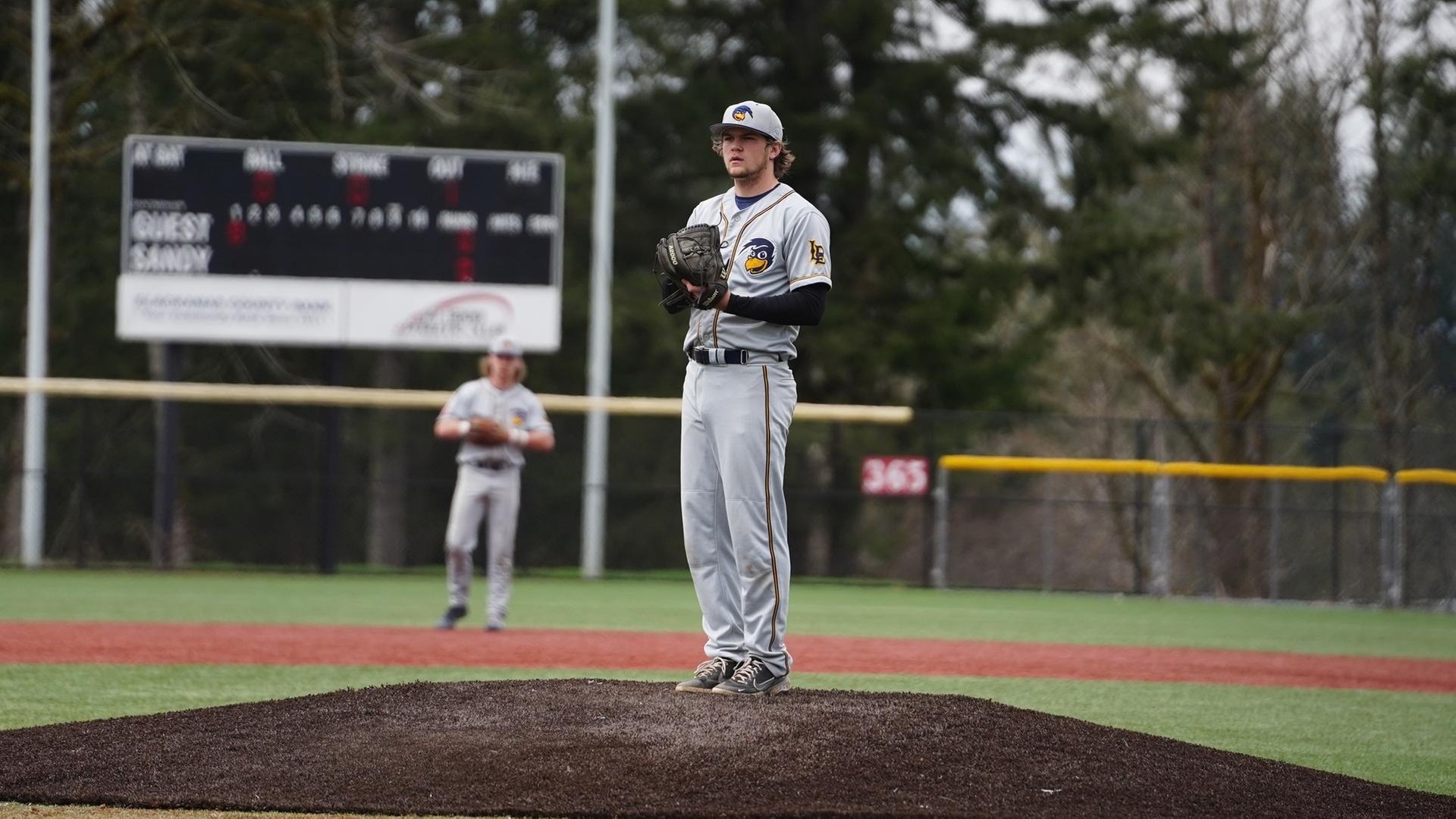 Roadrunners Brady Baltus in a game against Mt. Hood on Saturday, April 8.