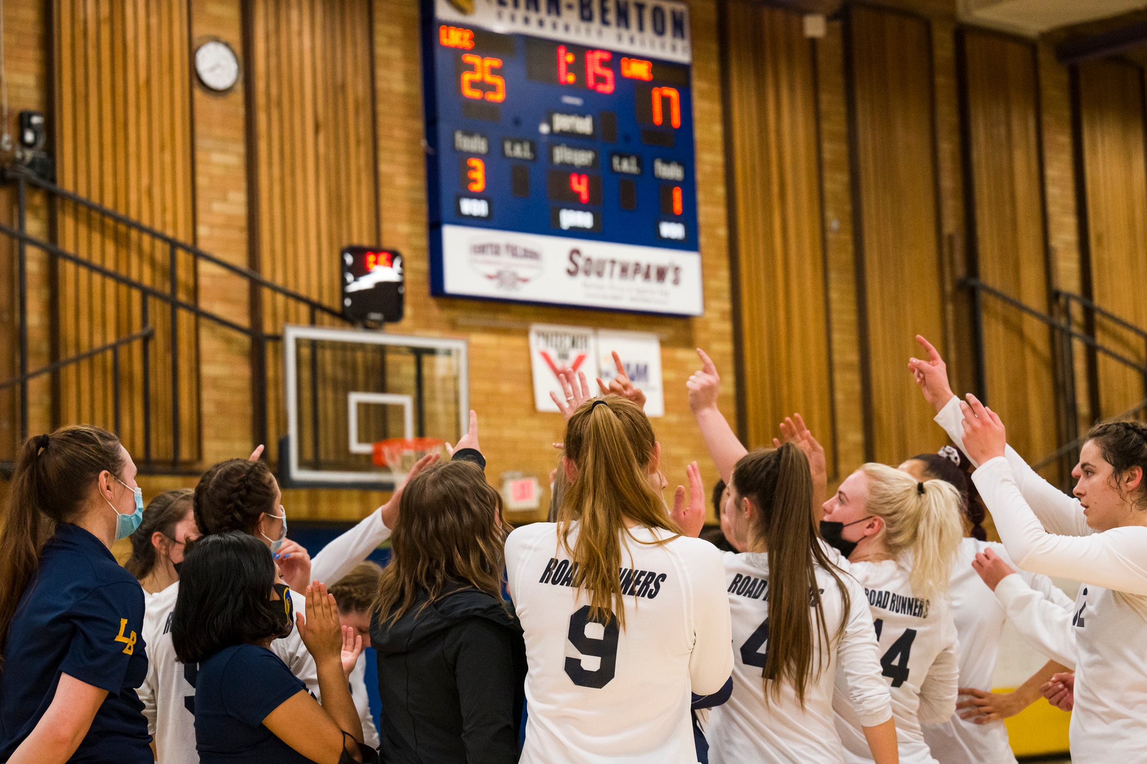 team celebrates win